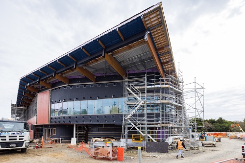 The Pā building under construction.